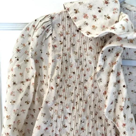 DOEN HARDY PINTUCK COTTON + VISCOSE FLORAL BLOUSE SIZE XXS - Picture 5 of 13